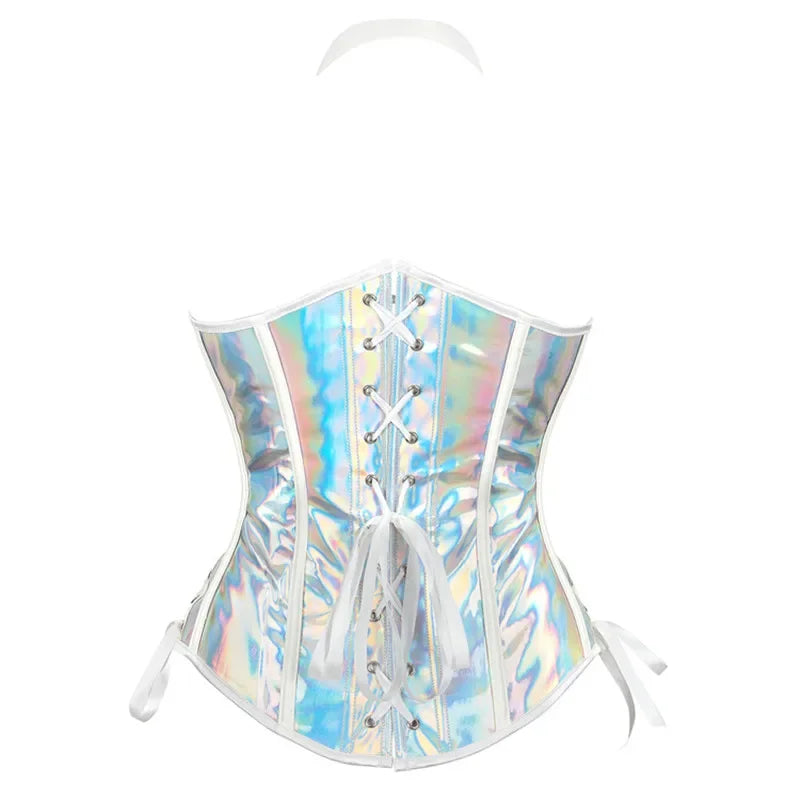 Corset Feminino Steampunk Gótico em Couro Sintético