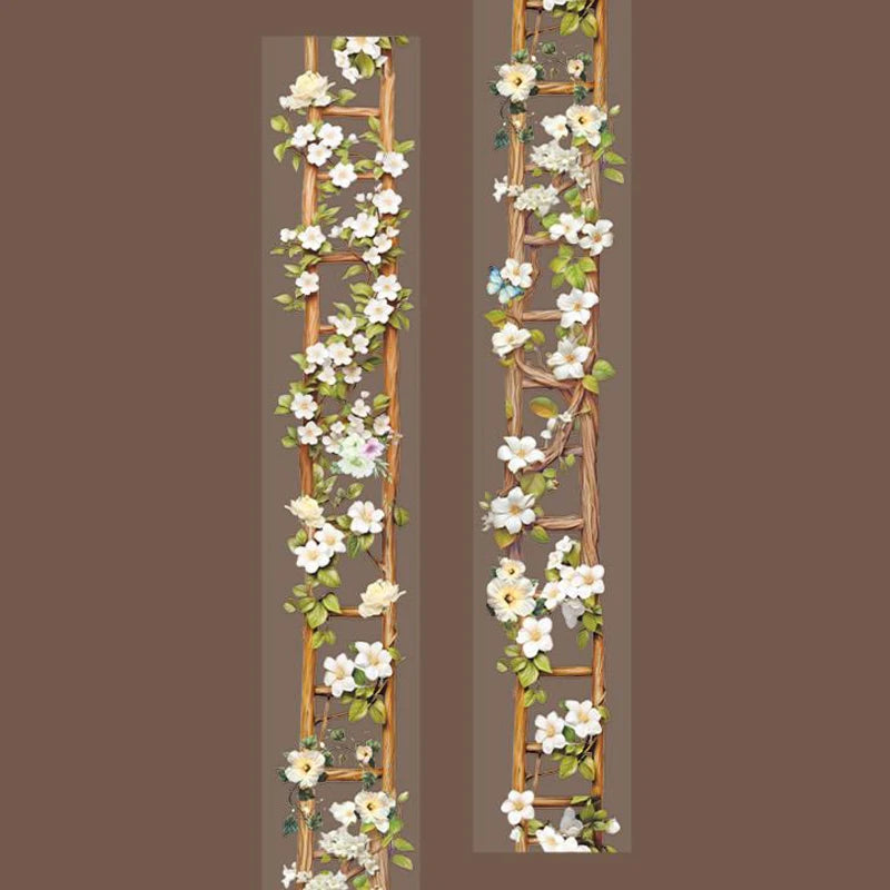 Fita Washi Floral Jardim 40mm x 2m para Scrapbook, Journaling e DIY Decorativo