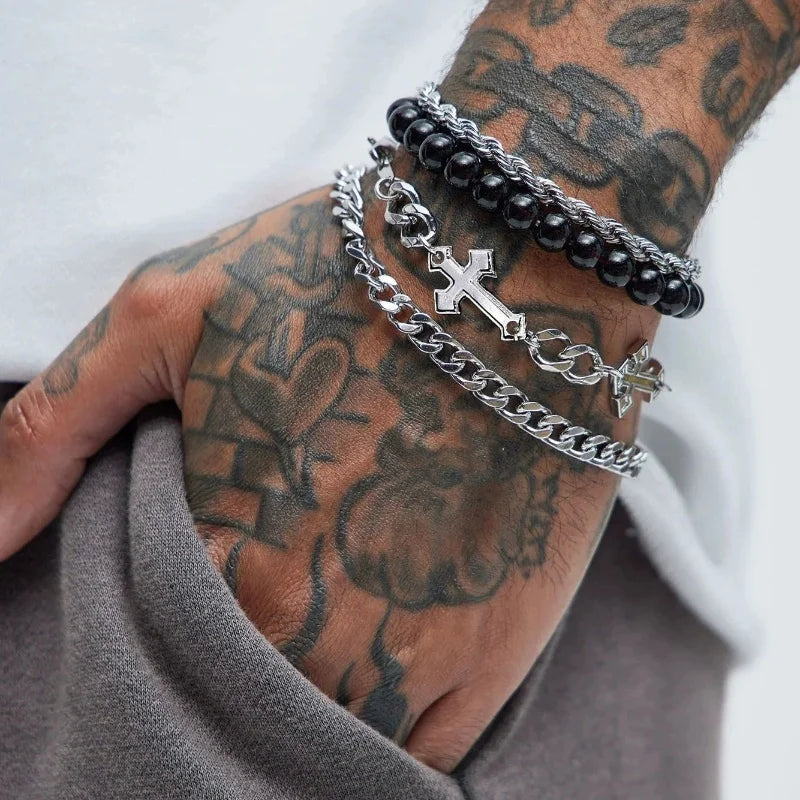 Conjunto de Pulseiras Femininas em Aço
