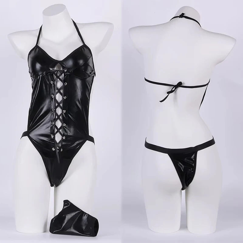 Body Sensual com Recortes em Látex e Couro