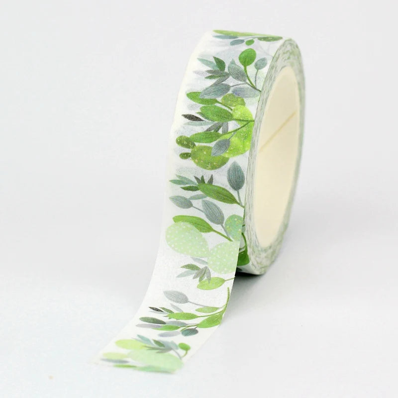 Fita Washi Floral com Flores e Folhas Coloridas para Scrapbook, Journaling e DIY — 10 m
