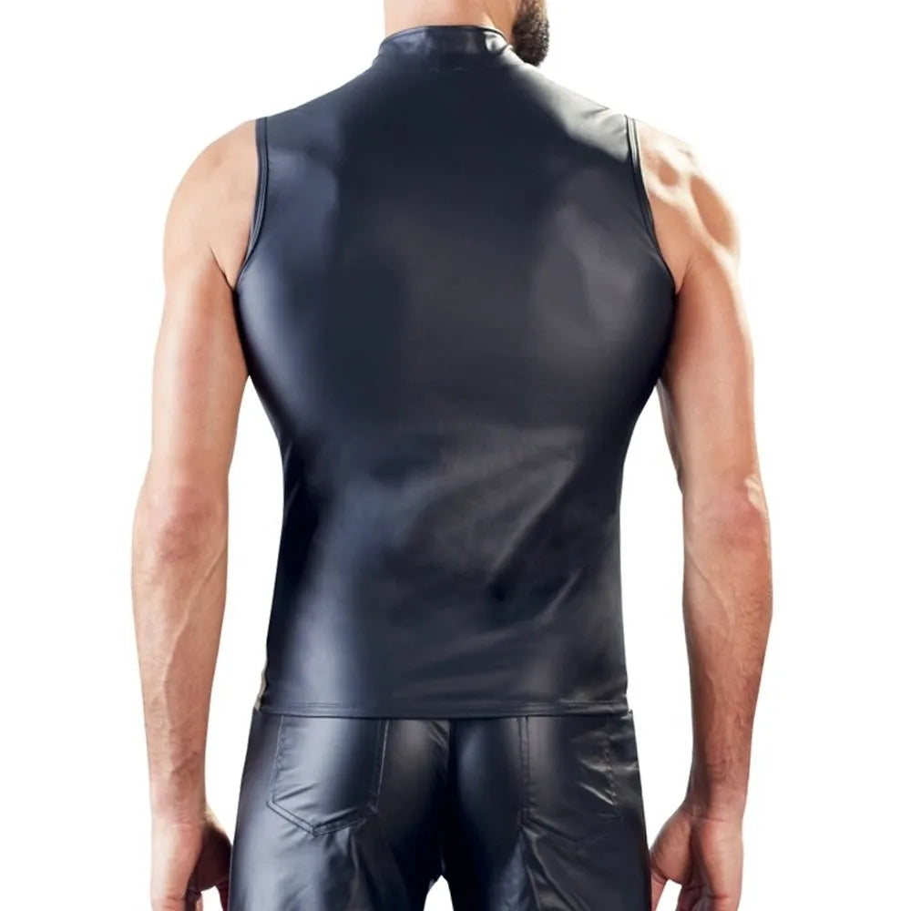 Colete Masculino em Couro Sintético