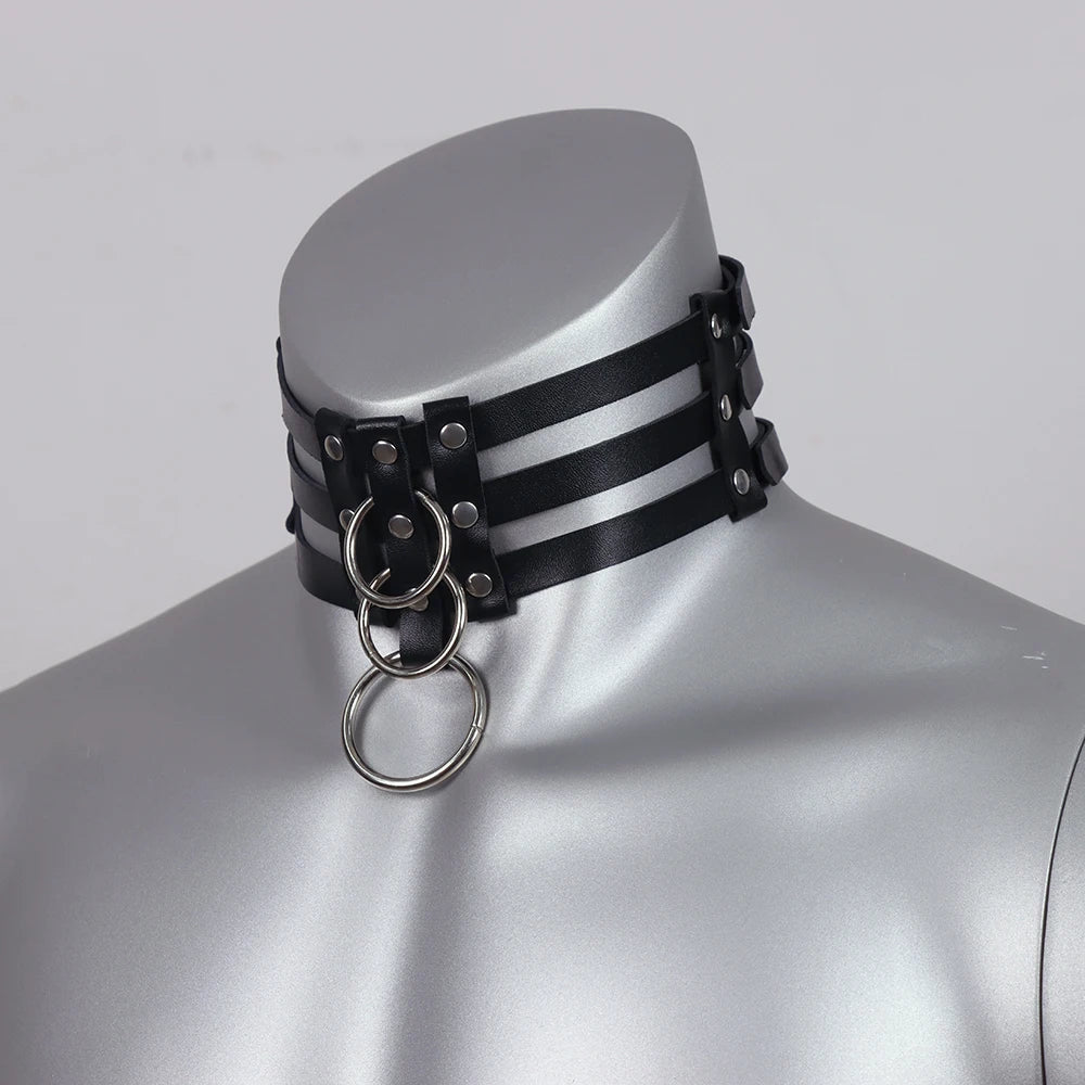 Choker Masculino em Couro PU