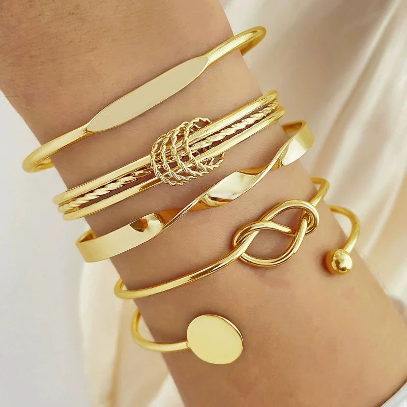 Conjunto de Pulseiras Femininas em Aço
