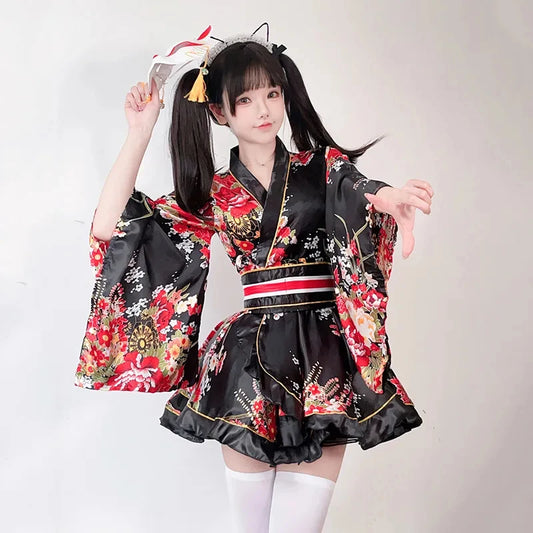 Vestido Quimono Japonês Feminino Estilo Gueixa