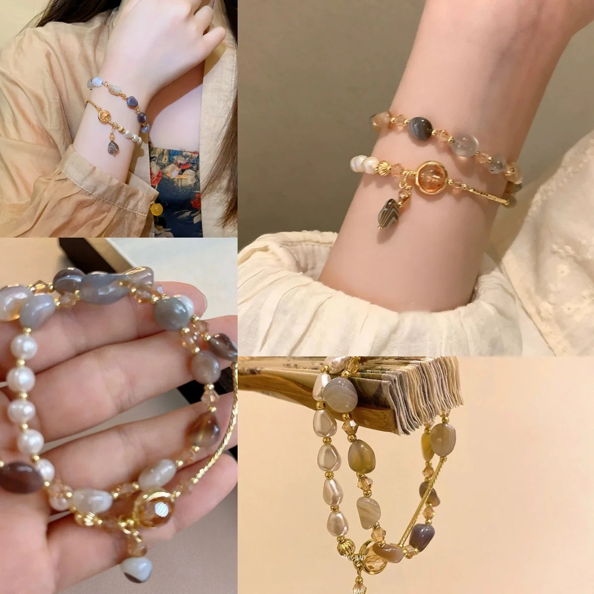 Conjunto de Pulseiras Femininas em Aço