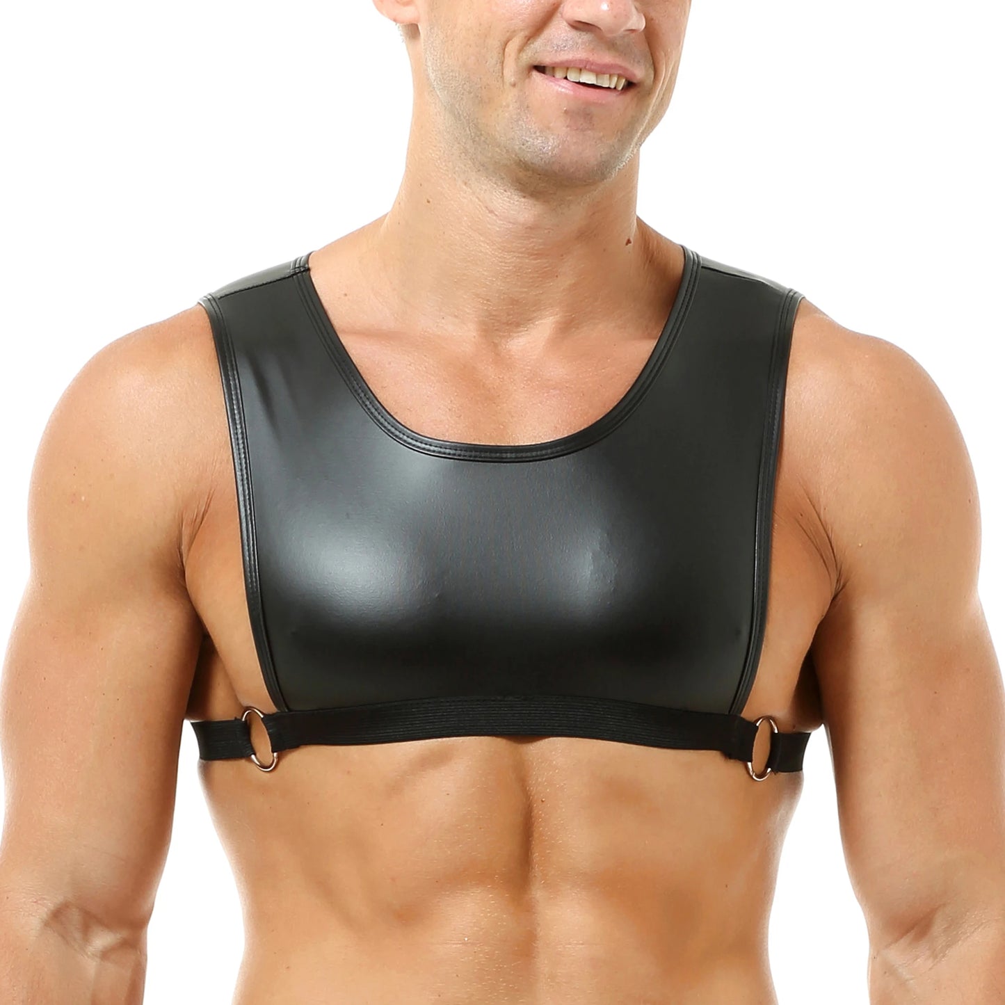 Colete Masculino Cropped em Couro Sintético