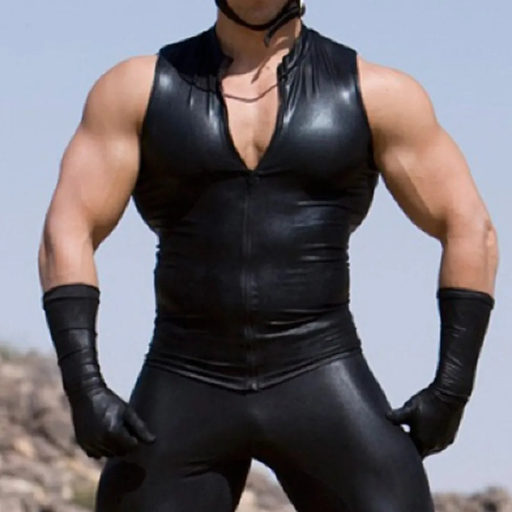 Colete Masculino em Couro Sintético