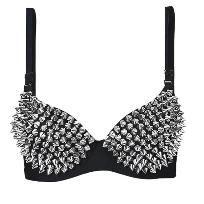 Sutiã Feminino Punk com Tachas Metálicas