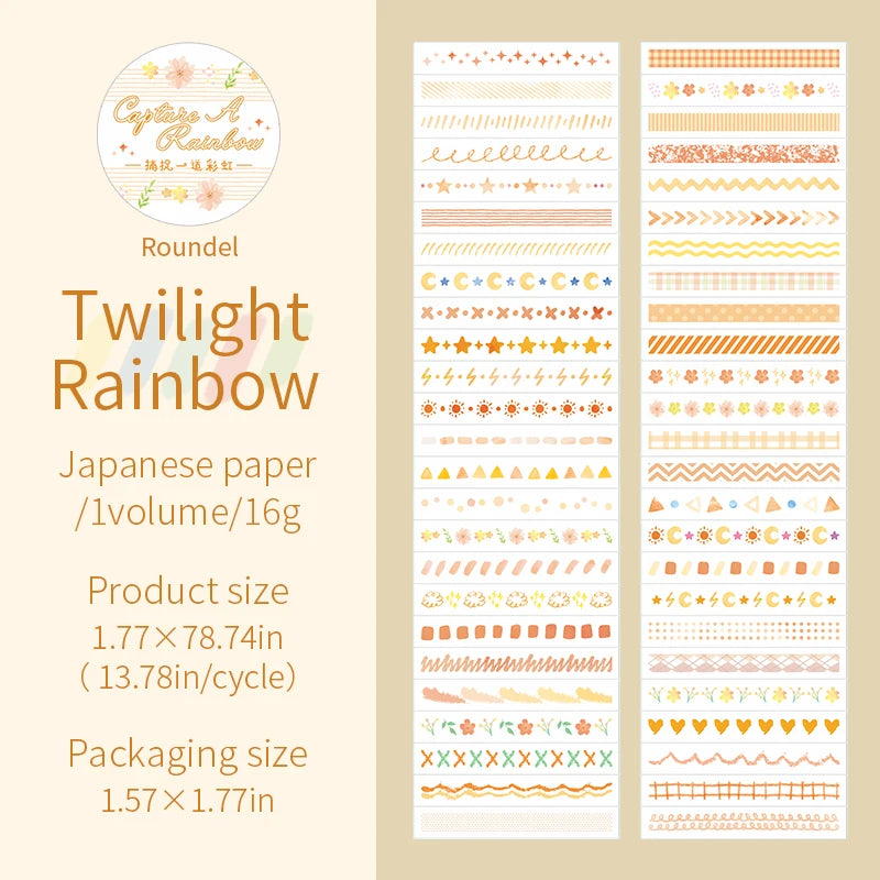 Fita Washi Arco-Íris Floral para Scrapbook, Journaling e DIY Artesanato — 4,5 x 200 cm