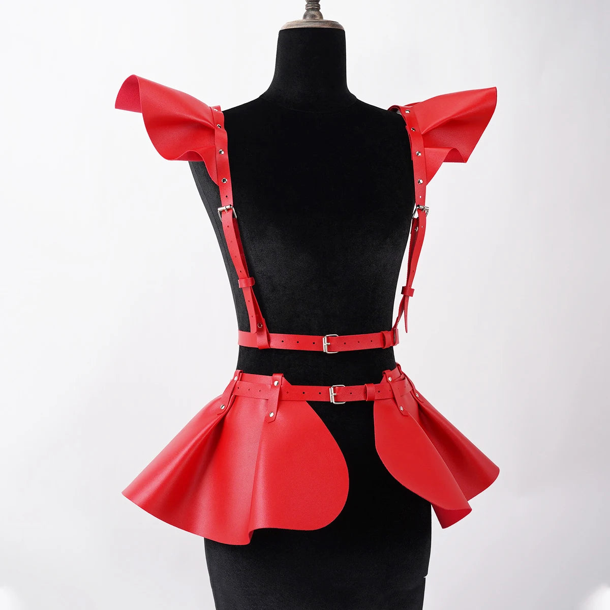 Saia Harness Gótica Feminina em Couro Preto