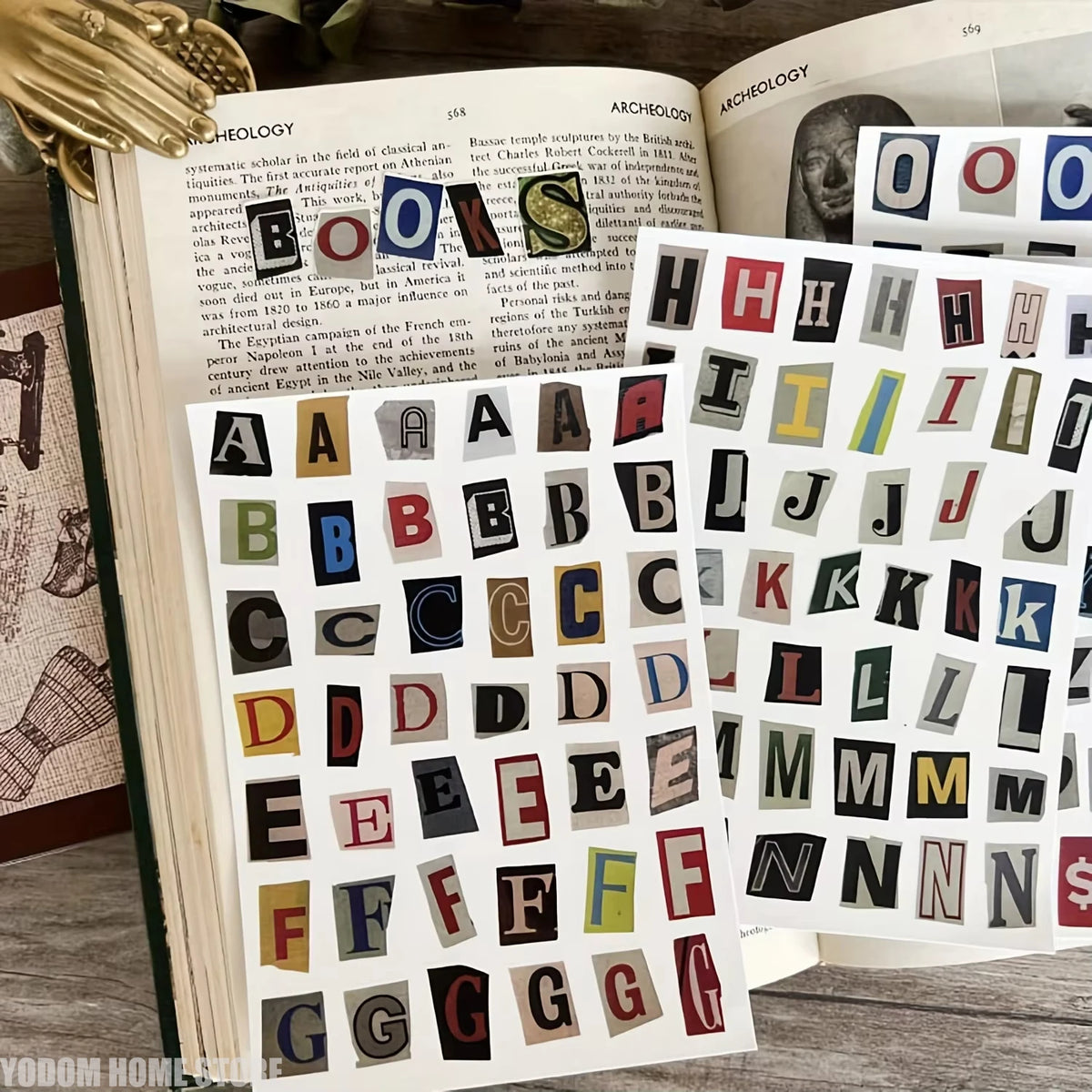 Adesivos de Letras e Números Vintage para Scrapbook Junk Journal Planner Paper Craft 181 Unidades