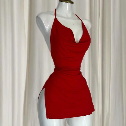 Vestido Sensual com Decote V e Costas Abertas