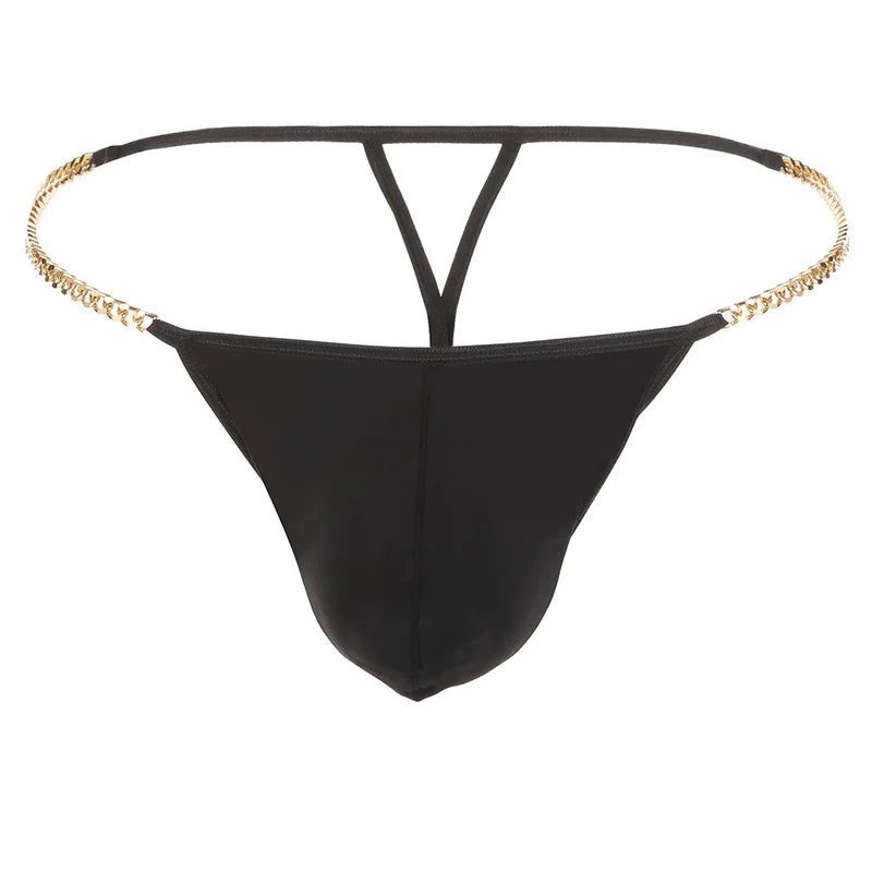 Tanga Masculina em Seda Gelada com Corrente Metálica