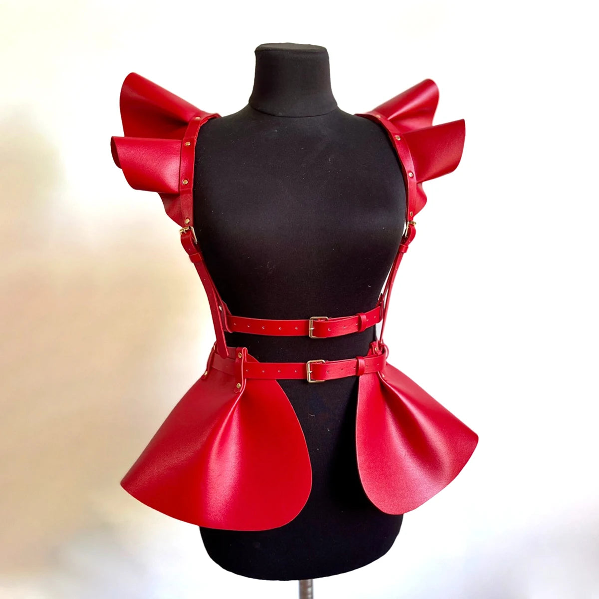Saia Harness Gótica Feminina em Couro Preto