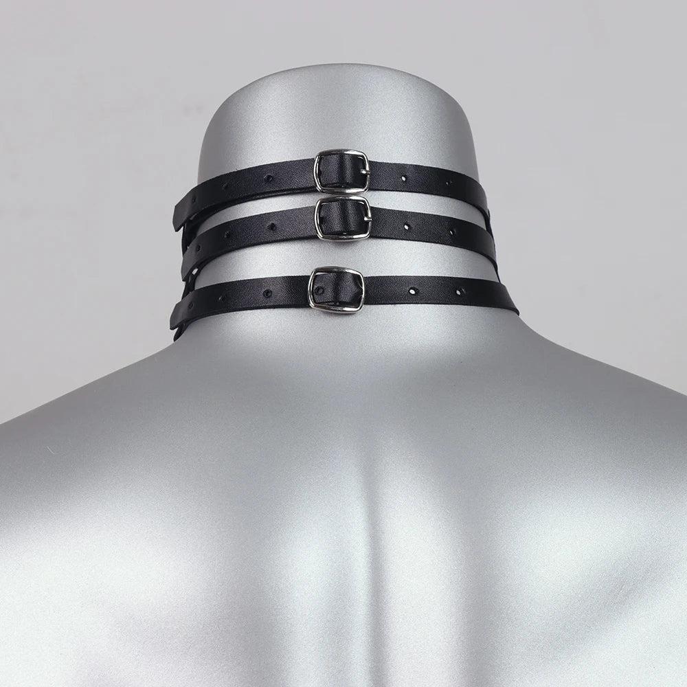 Choker Masculino em Couro PU