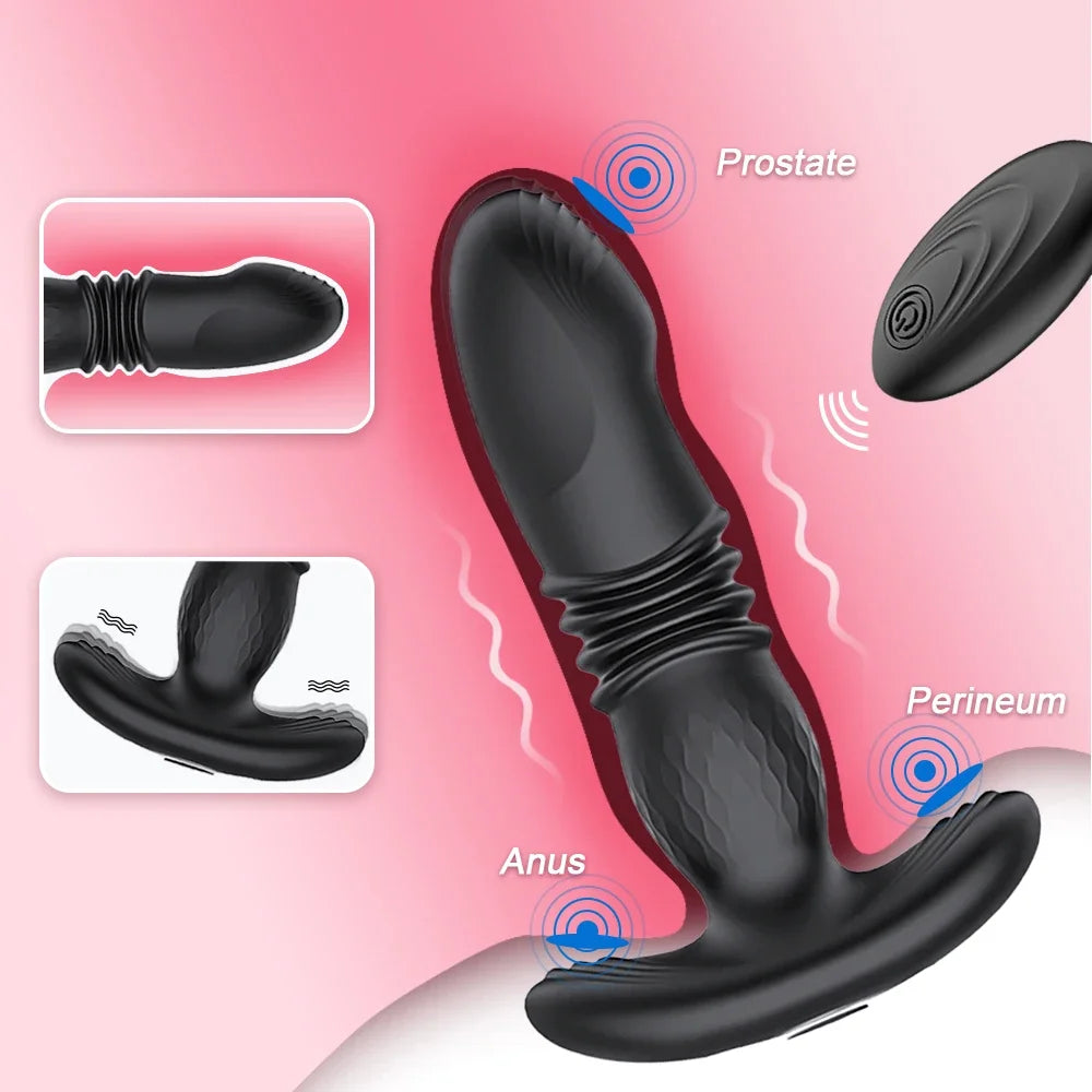 Vibrador Anal Masculino com Controle por Bluetooth e Estimulador de Próstata