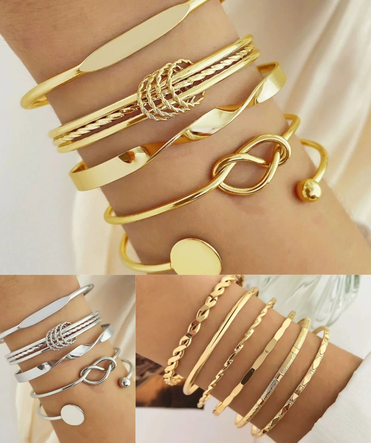 Conjunto de Pulseiras Femininas em Aço