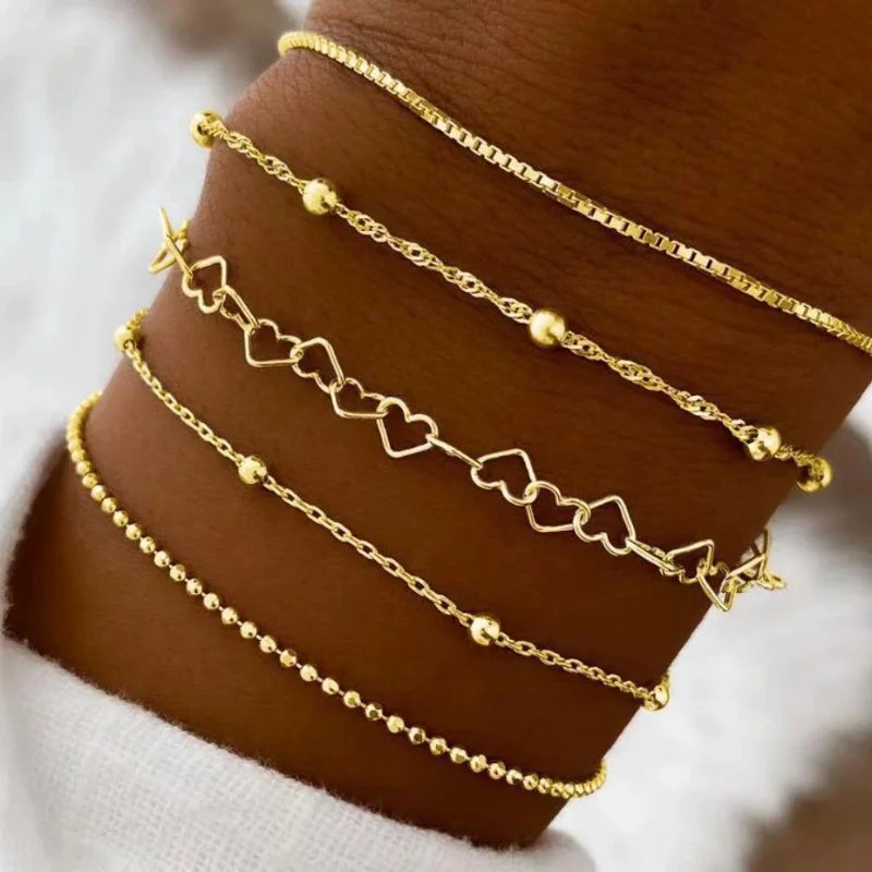 Conjunto de Pulseiras Femininas em Aço