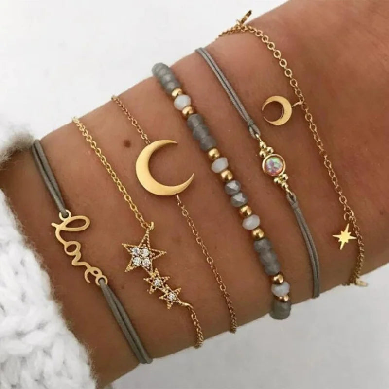 Conjunto de Pulseiras Femininas em Aço