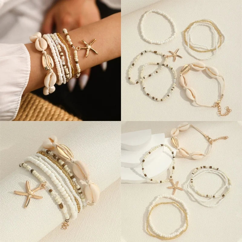 Conjunto de Pulseiras Femininas em Aço