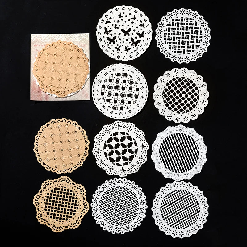 Papel Rendado Vazado para Scrapbook, Planner e Junk Journal DIY 10pcs