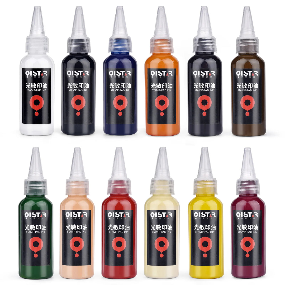 Tinta para Carimbo Fotossensível 50ml em 12 Cores para Carimbos e Papelaria Criativa