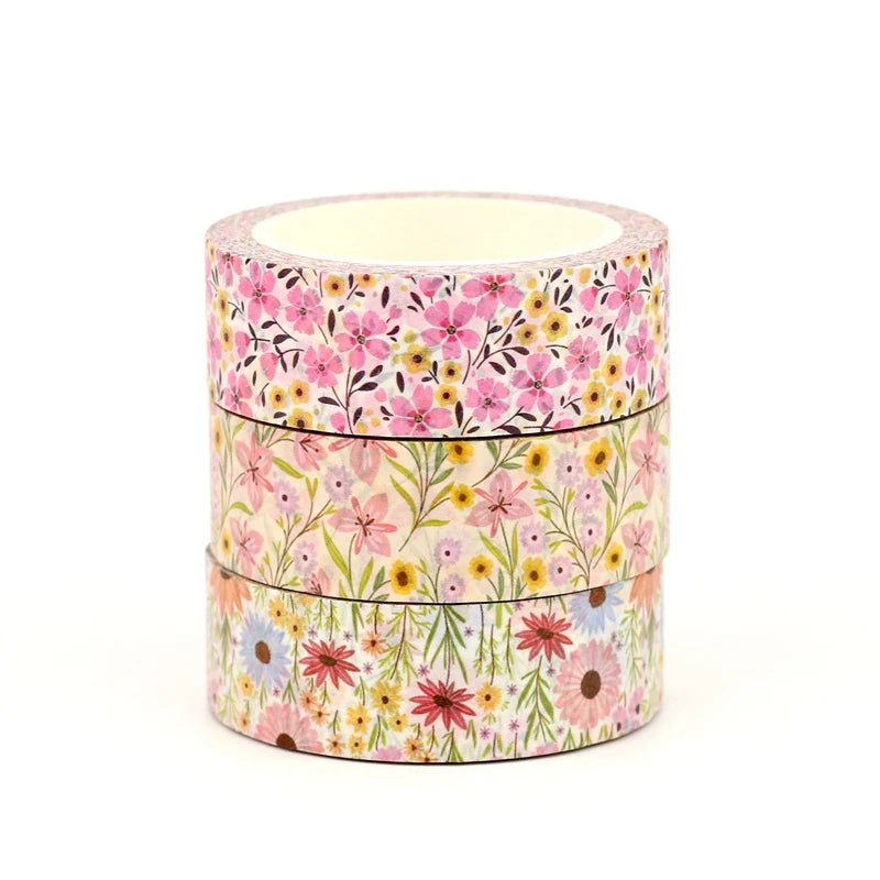 Fita Washi Decorativa Jardim Floral com Flores Silvestres para Scrapbook, Journaling e Paper Craft — 10 m