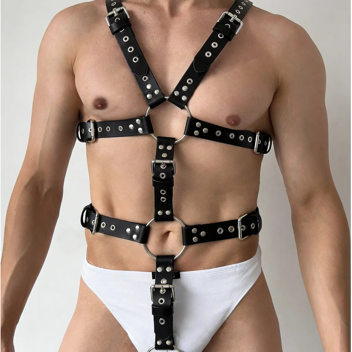 Harness Masculino em Couro Sintético com Argola