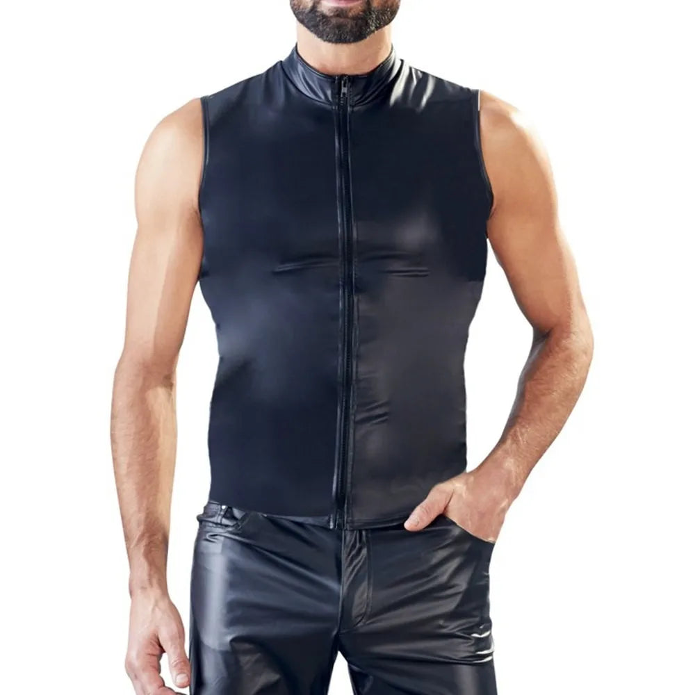 Colete Masculino em Couro Sintético