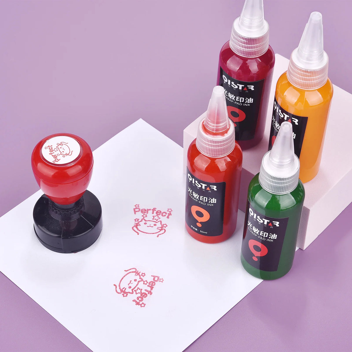 Tinta para Carimbo Fotossensível 50ml em 12 Cores para Carimbos e Papelaria Criativa