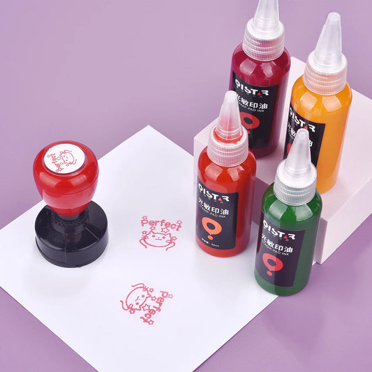 Tinta para Carimbo Fotossensível 50ml em 12 Cores para Carimbos e Papelaria Criativa