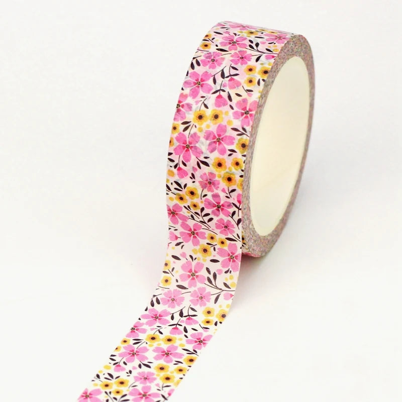 Fita Washi Decorativa Jardim Floral com Flores Silvestres para Scrapbook, Journaling e Paper Craft — 10 m