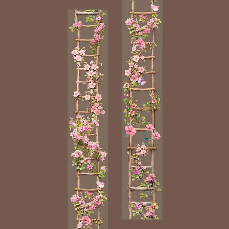 Fita Washi Floral Jardim 40mm x 2m para Scrapbook, Journaling e DIY Decorativo